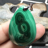 Natural Green Malachite Chrysocolla Pendant - Silver Crystal Gemstone