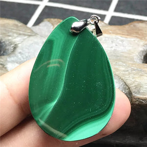 Malachite Chrysocolla Pendant, Silver Crystal Green Gemstone
