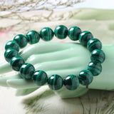 Natural Green Malachite Round Beads Bracelet Stretch Jewelry 8mm 10mm 12mm 14mm