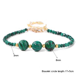 Small Green Malachite Stone Bracelet 3mm Faceted Beads OT Buckle Reiki Healing