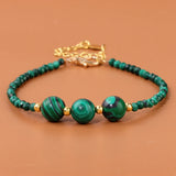Small Green Malachite Stone Bracelet 3mm Faceted Beads OT Buckle Reiki Healing