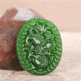 Green Money Dragon Jade Pendant Necklace Chinese Hand-Carved