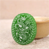 Green Money Dragon Jade Pendant Necklace Chinese Hand-Carved