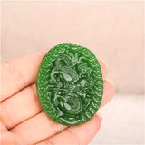 Green Money Dragon Jade Pendant Necklace Chinese Hand-Carved