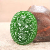 Green Money Dragon Jade Pendant Necklace Chinese Hand-Carved
