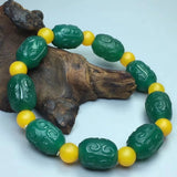 Natural Green Agate Carved Bucket Bead Bracelet