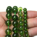 Green Olive Crystal Stone Round Spacer Beads 6/8/10MM 15'' Strand