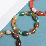 Green Peacock Agates Bracelet Drum Barrel Shape Jade Beads Bangles