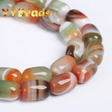 Green Peacock Stripe Agates Drum Barrel Beads for DIY Bracelet