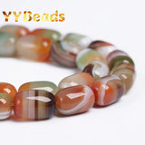 Green Peacock Stripe Agates Drum Barrel Beads for DIY Bracelet