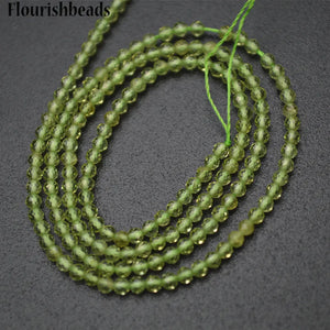 Natural Green Peridot Diamond Cutting Faceted 2mm 3mm Round Loose Beads
