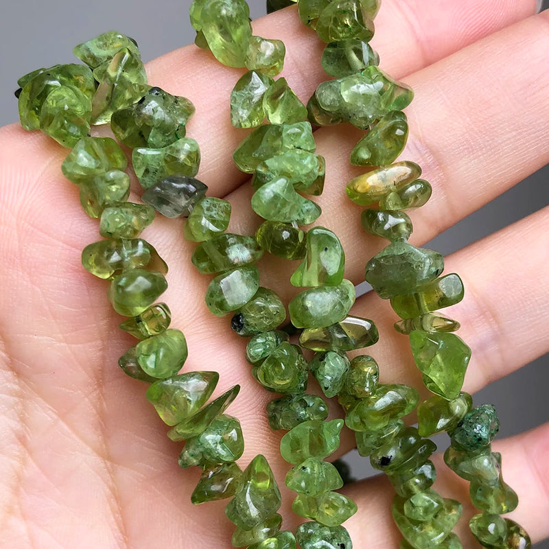 3-5mm Peridot Freeform Gravel Stone Beads 16''