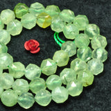 Green Prehnite Diamond Faceted Round Beads Loose Gemstones