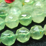 Green Prehnite Diamond Faceted Round Beads Loose Gemstones