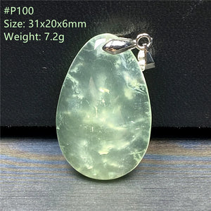 Natural Green Prehnite Pendant Healing Gift Reiki Crystal Stone Silver Jewelry