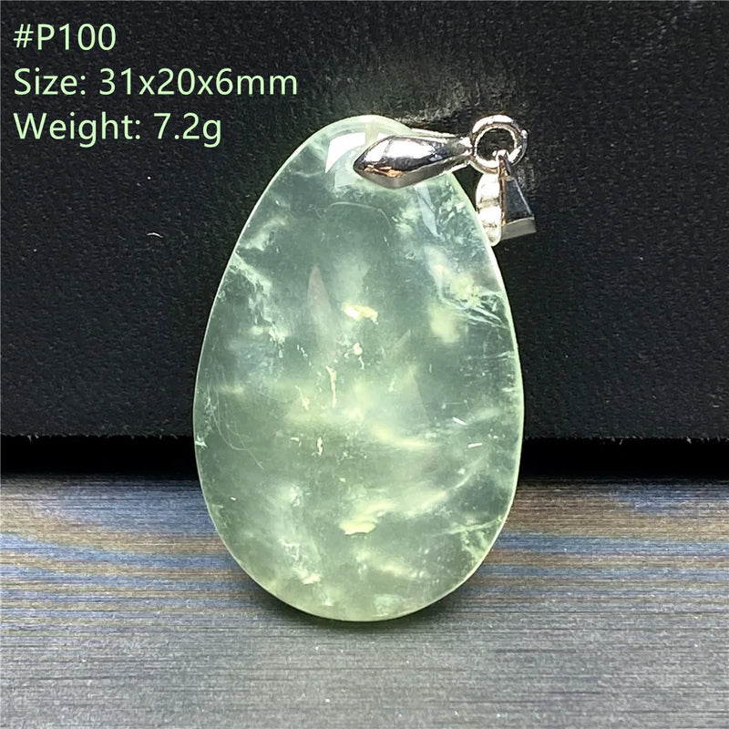 Natural Green Prehnite Pendant Healing Gift Reiki Crystal Stone Silver Jewelry