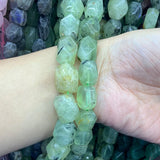 Green Prehnite Stone Beads 15'' Faceted Irregular DIY Loose Beads