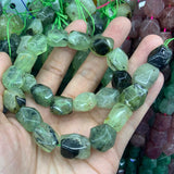 Green Prehnite Stone Beads 15'' Faceted Irregular DIY Loose Beads