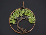 Green Quartz Tree of Life Copper Pendant Necklace 5Sets/Pack