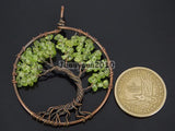 Green Quartz Tree of Life Copper Pendant Necklace 5Sets/Pack