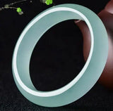 Hand-Carved Natural Green Round Bangles for Women