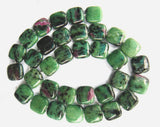 Green Ruby Zoisite Flat Square Loose Beads for DIY Jewelry Making