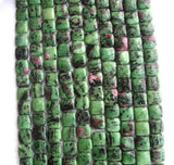 Green Ruby Zoisite Flat Square Loose Beads for DIY Jewelry Making