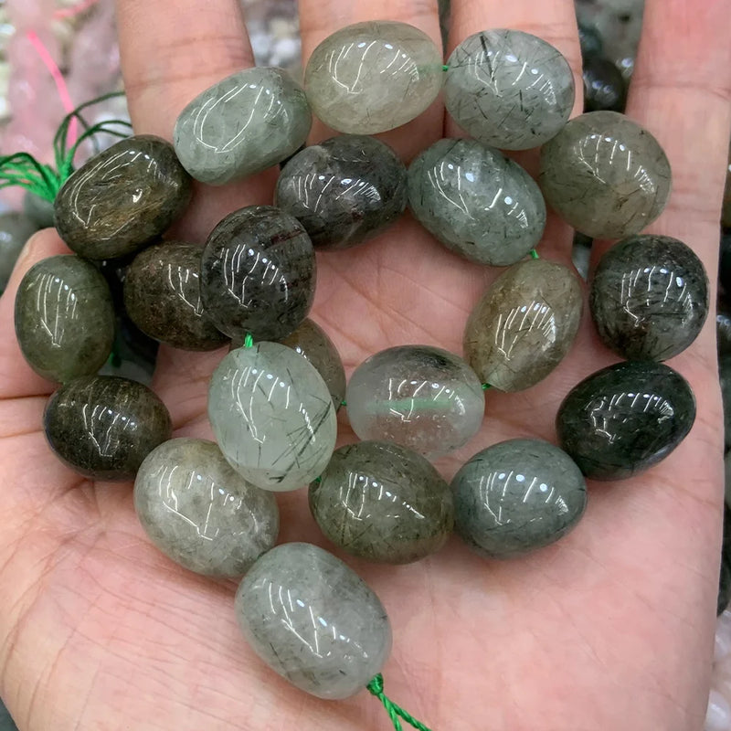 Green Rutilated Quartz Beads 15'' Freeform Irregular DIY Loose Beads