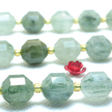 Green Rutilated Quartz Faceted Double Terminated Point Beads