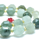 Green Rutilated Quartz Faceted Double Terminated Point Beads