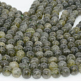 Green Rutilated Tourmaline Quartz 12mm Round Beads