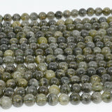Green Rutilated Tourmaline Quartz 12mm Round Beads