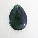 Green Sand Stone Flat Oval Teardrop Pendant for Jewelry Making