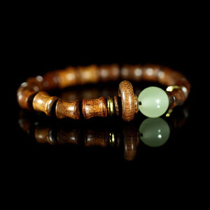 Green Sandalwood Bamboo Knot Hand String Luck Beads