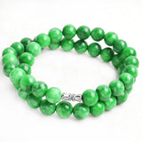 Green Semi-precious Stones Necklace 10mm Beaded Jewelry Womens