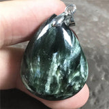 Green Seraphinite Necklace Pendant Jewelry Crystal Silver Reiki Gemstone