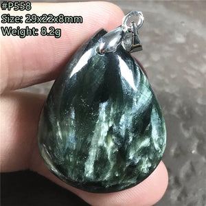 Green Seraphinite Necklace Pendant Jewelry Crystal Silver Reiki Gemstone