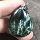 Green Seraphinite Necklace Pendant Jewelry Crystal Silver Reiki Gemstone
