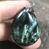 Green Seraphinite Necklace Pendant Jewelry Crystal Silver Reiki Gemstone