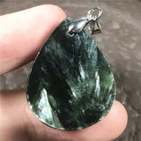 Green Seraphinite Necklace Pendant Jewelry Crystal Silver Reiki Gemstone