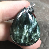 Green Seraphinite Necklace Pendant Jewelry Crystal Silver Reiki Gemstone