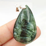 Green Seraphinite Pendant 38x23mm Water Drop Crystal Necklace