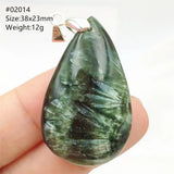 Green Seraphinite Pendant 38x23mm Water Drop Crystal Necklace