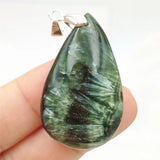 Green Seraphinite Pendant 38x23mm Water Drop Crystal Necklace