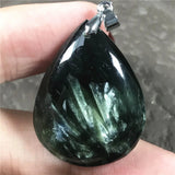 Natural Green Seraphinite Pendant Jewelry Crystal Silver 30x23x7mm
