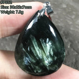 Natural Green Seraphinite Pendant Jewelry Crystal Silver 30x23x7mm