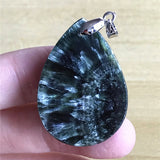 Green Seraphinite Stone Necklace Pendant 34x24mm