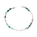 Green Stone Pearl Necklace for Women Personality Clavicle Chain