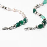 Green Stone Pearl Necklace for Women Personality Clavicle Chain