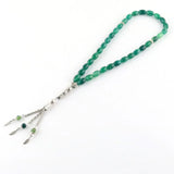 Natural Green Stone Agate Islamic Rosary Bracelet 33 Beads with Tassel